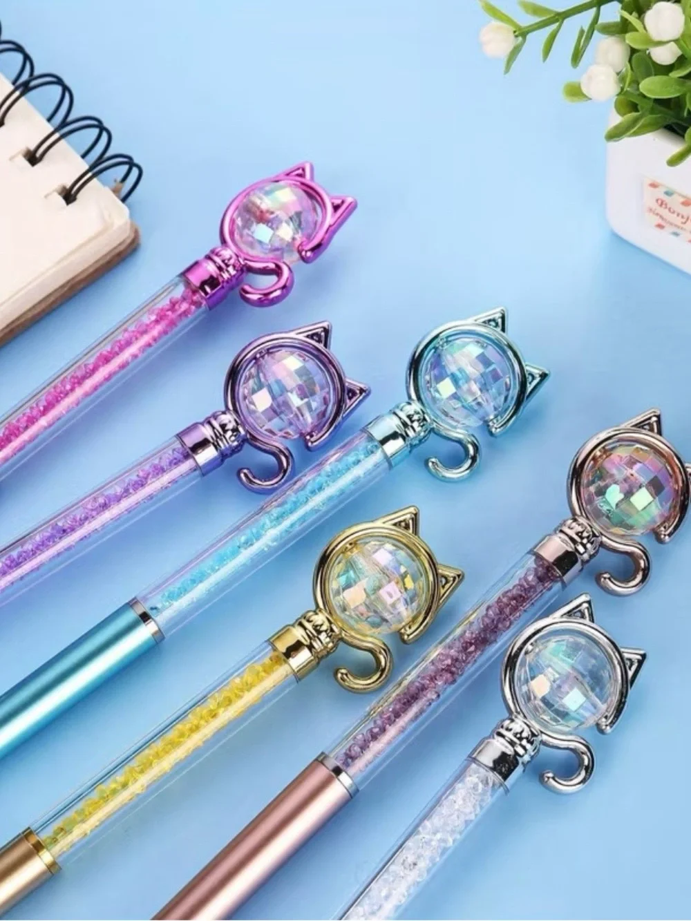 Colorful Rhinestone Cat Pens - Picture 4 of 7